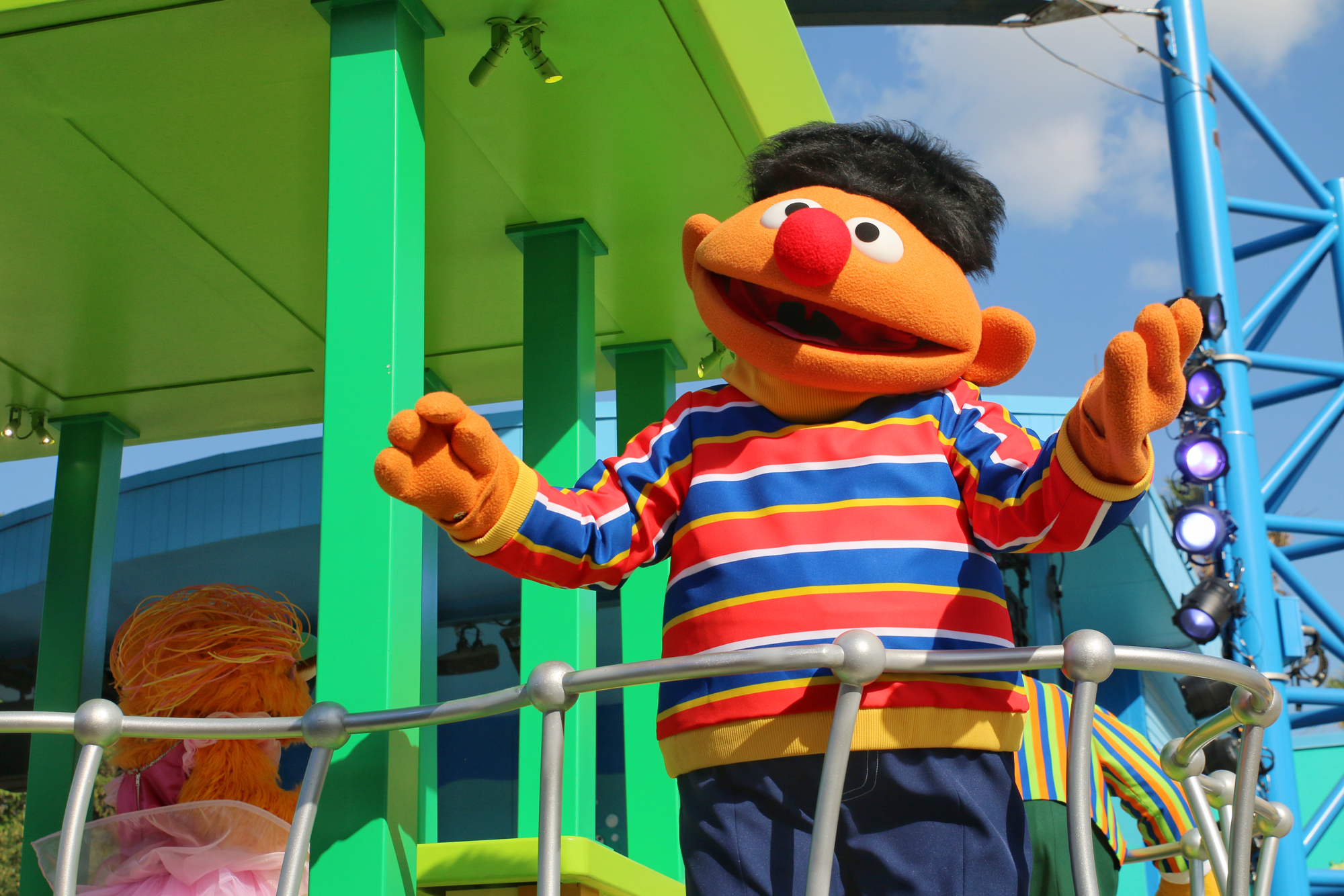 Ernie on parade float at SeaWorld