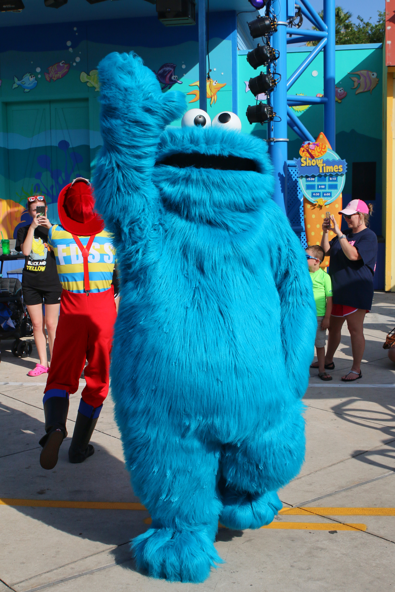 Cookie Monster dancing at Sesame Street Party Parade