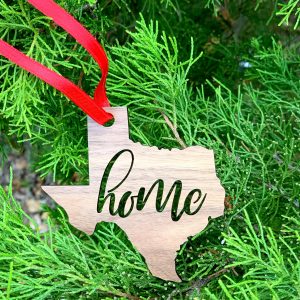 Texas home state wooden ornament